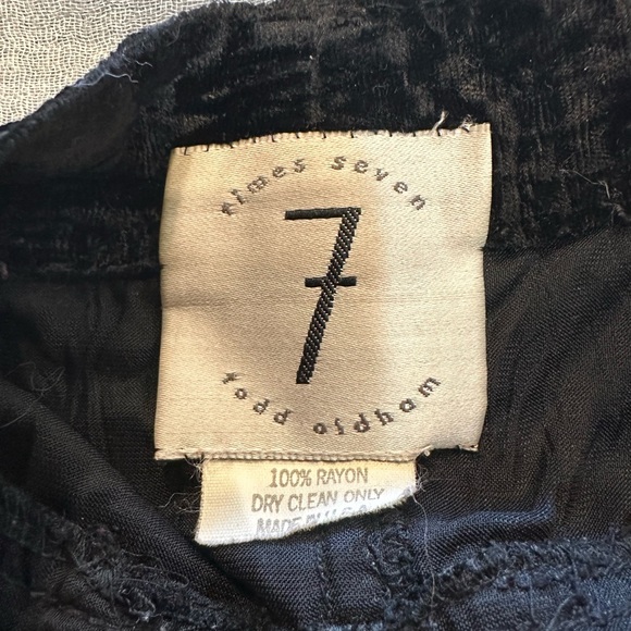 7 For All Mankind Todd Oldham Black Crushed Velvet Jeans, EUC - Picture 8 of 12